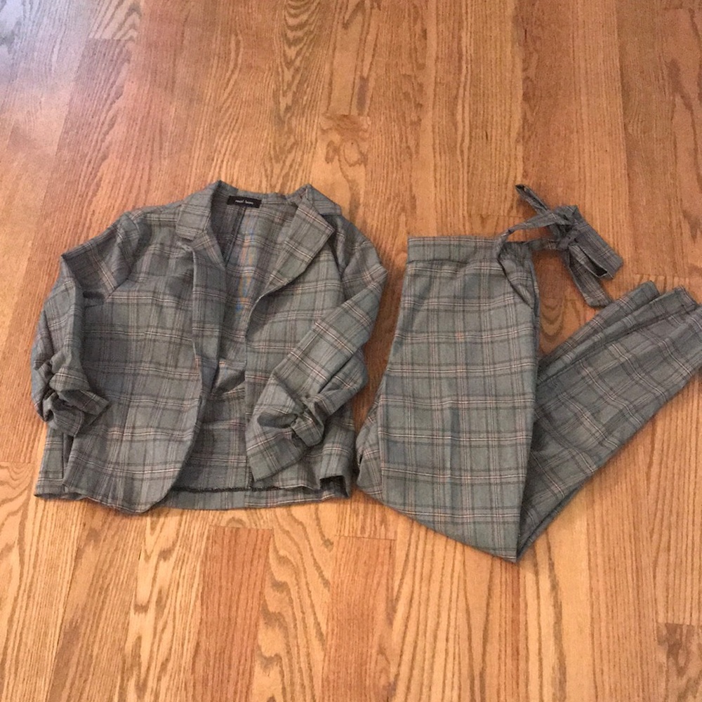 Plaid jacket and pants set